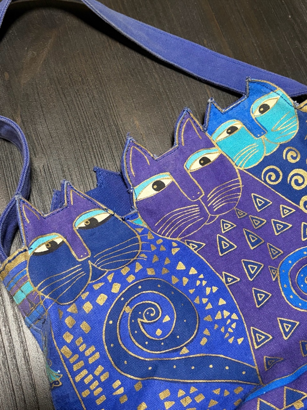Vintage 90s Laurel Burch Canvas Shoulder Bag - Picture 4 of 10